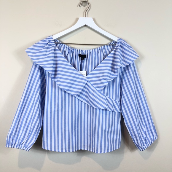 Sanctuary Blue Stripe Secret Garden Ruffle Top S - Picture 4 of 6